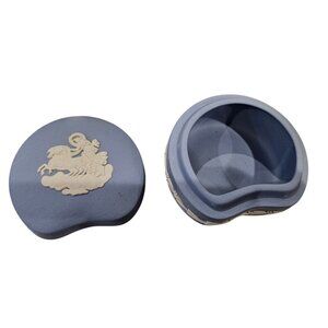 Wedgwood Jasperware Blue White Bean Box Covered Trinket Box England Vintage 3"